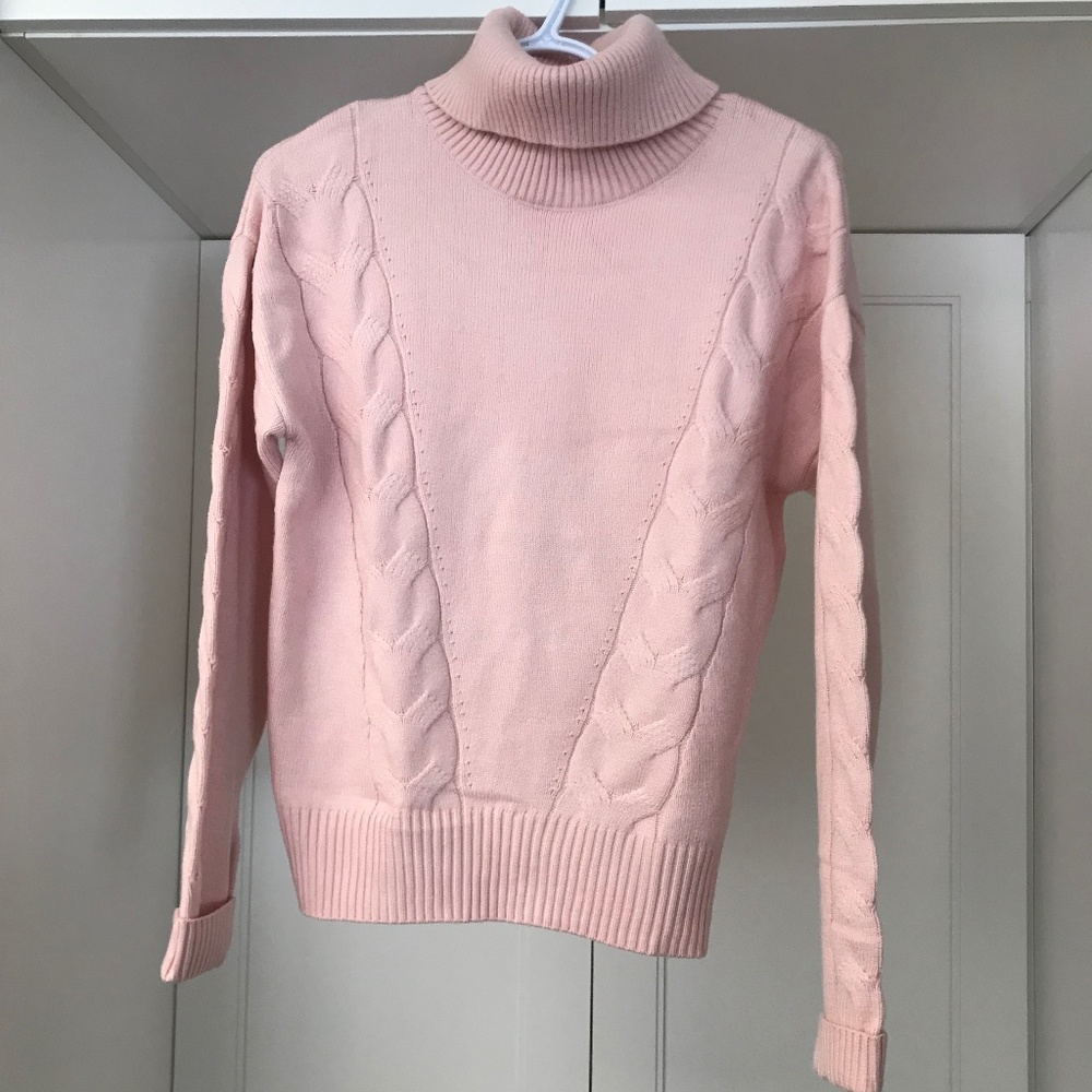 Laundry by Shelli Segal  Women’s M Sweater Shell Pink Cable Knit Turtle Neck